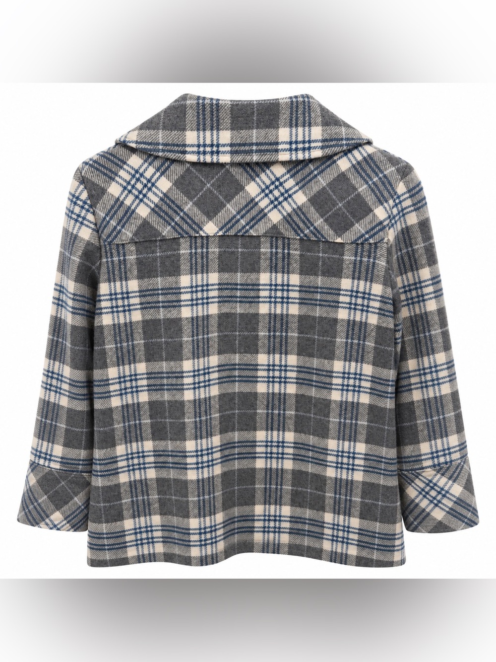 Pendleton Women’s S Wool Plaid Jacket Gray Blue Toggle Button Made in USA - Picture 2 of 4